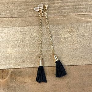 Boho Black and Gold Tassel Earrings Free Spirit Hippie